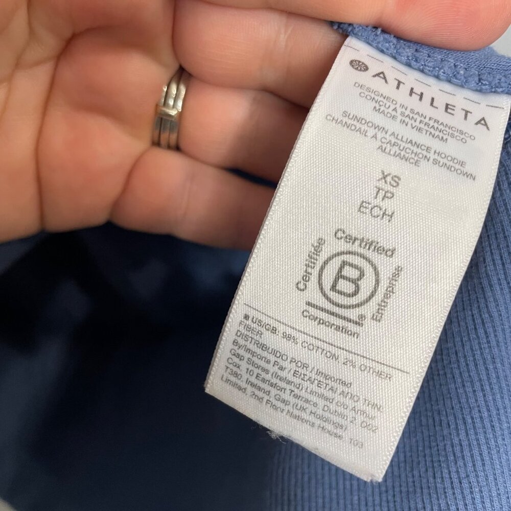 ATHLETA sundown alliance hoodie sweatshirt in cottage blue size XS - Picture 6 of 7